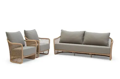 Tierra Outdoor stoel-bank loungeset blend 3-zits natural latte - afbeelding 2
