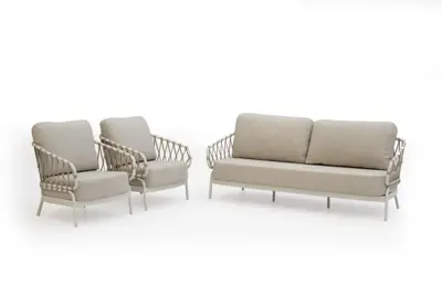 Tierra Outdoor stoel-bank loungeset natal 3-zits crème white - afbeelding 2