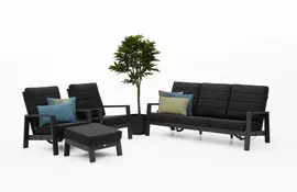 Tierra Outdoor stoel-bank loungeset queens 3-zits black - afbeelding 1