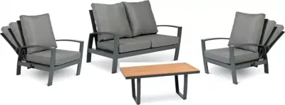 Tierra Outdoor stoel-bank loungeset valencia 2-zits charcoal - afbeelding 4