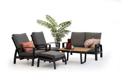 Tierra Outdoor stoel-bank loungeset valencia 2-zits charcoal - afbeelding 5