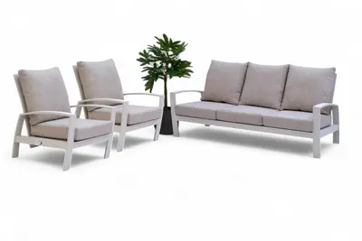 Tierra Outdoor stoel-bank loungeset valencia 3-zits crème white - afbeelding 1