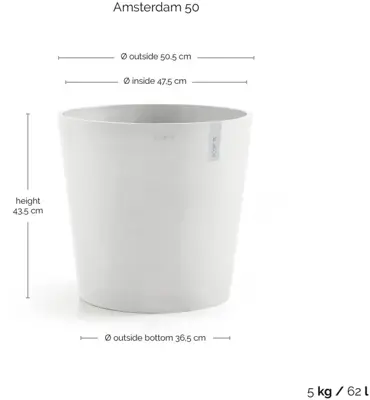 TPC ECOPOTS bloempot Amsterdam Ø25cm Puurwit - afbeelding 4
