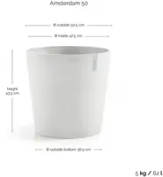 TPC ECOPOTS bloempot Amsterdam Ø25cm Puurwit - afbeelding 4