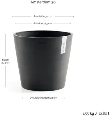 TPC ECOPOTS bloempot Amsterdam Ø30cm Donkergrijs - afbeelding 3