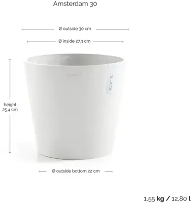 TPC ECOPOTS bloempot Amsterdam Ø30cm Puurwit - afbeelding 3