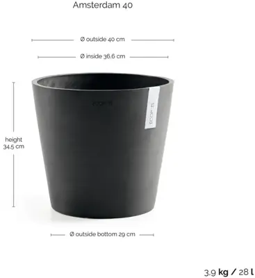 TPC ECOPOTS bloempot Amsterdam Ø40cm Donkergrijs - afbeelding 3