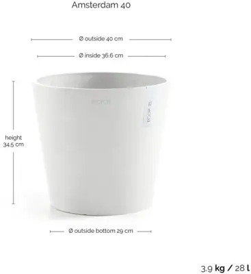 TPC ECOPOTS bloempot Amsterdam Ø40cm Puurwit - afbeelding 3