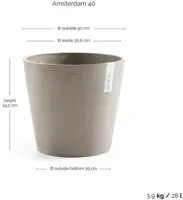 TPC ECOPOTS bloempot Amsterdam Ø40x36cm taupe - afbeelding 3