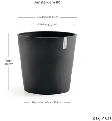 TPC ECOPOTS bloempot Amsterdam Ø50cm Donkergrijs - afbeelding 3