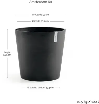 TPC ECOPOTS bloempot Amsterdam Ø60cm Donkergrijs - afbeelding 3