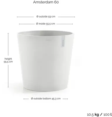 TPC ECOPOTS bloempot Amsterdam Ø60cm Puurwit - afbeelding 3