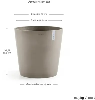 TPC ECOPOTS bloempot Amsterdam Ø60x49cm taupe - afbeelding 3
