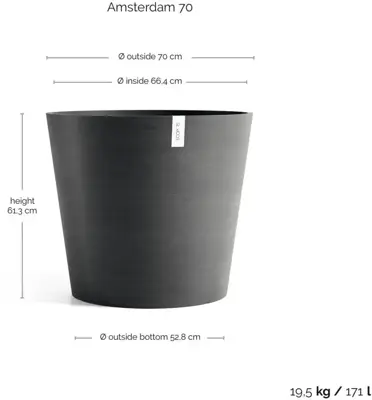 TPC ECOPOTS bloempot Amsterdam Ø70cm Donkergrijs - afbeelding 3