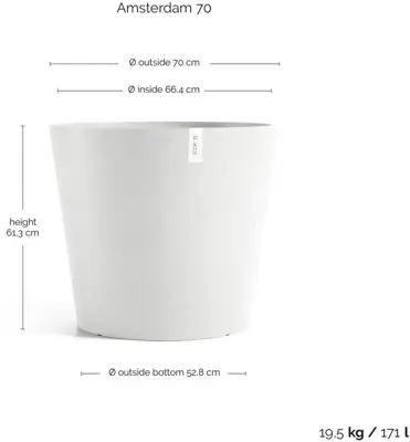 TPC ECOPOTS bloempot Amsterdam Ø70cm Puurwit - afbeelding 3