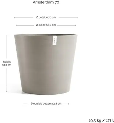 TPC ECOPOTS bloempot Amsterdam Ø70cm taupe - afbeelding 3