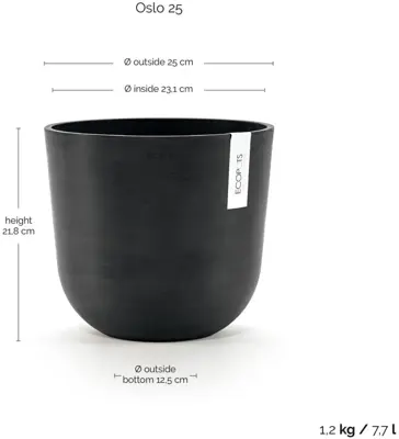 TPC ECOPOTS  bloempot Oslo Ø25cm Donkergrijs - afbeelding 3