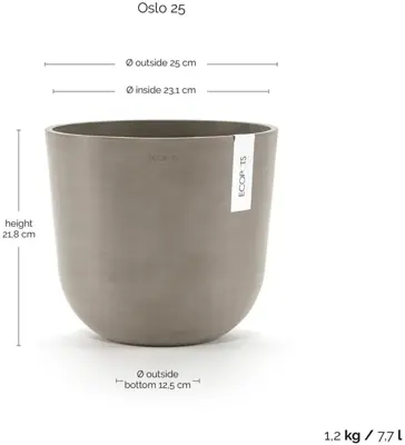 TPC ECOPOTS bloempot Oslo Ø25cm Taupe - afbeelding 3