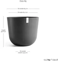 TPC ECOPOTS bloempot Oslo Ø65cm Donkergrijs - afbeelding 3