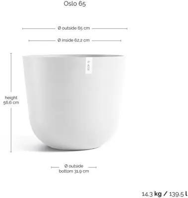 TPC ECOPOTS bloempot Oslo Ø65cm Puurwit - afbeelding 3