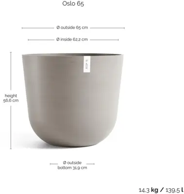 TPC ECOPOTS bloempot Oslo Ø65cm Taupe - afbeelding 3