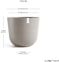 TPC ECOPOTS bloempot Oslo Ø65cm Taupe - afbeelding 3