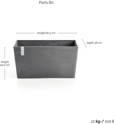 TPC ECOPOTS Plantenbak Paris 80x25x40cm Grijs  - afbeelding 3