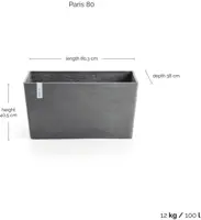 TPC ECOPOTS Plantenbak Paris 80x25x40cm Grijs  - afbeelding 3