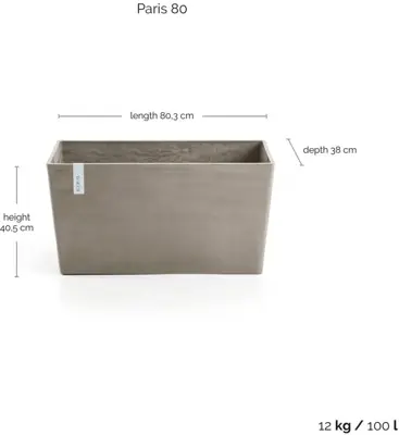 TPC ECOPOTS Plantenbak Paris 80x25x40cm Taupe - afbeelding 3
