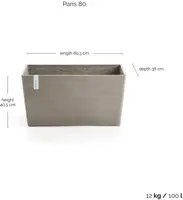 TPC ECOPOTS Plantenbak Paris 80x25x40cm Taupe - afbeelding 3