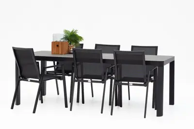 Trestino diningset gironde 220 nancy zwart - afbeelding 1