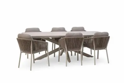 Trestino diningset valence caudry latte - afbeelding 1