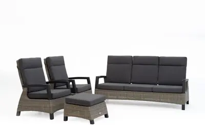 Trestino stoel-bank loungeset barree 3-zits antraciet - afbeelding 2