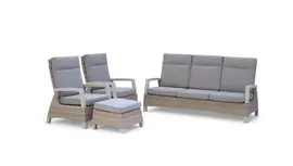 Trestino stoel-bank loungeset barree 3-zits latte - afbeelding 2