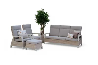 Trestino stoel-bank loungeset barree 3-zits latte - afbeelding 1