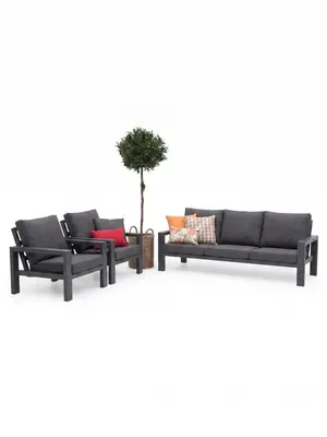 Trestino stoel-bank loungeset benton 3-zits antraciet - afbeelding 2