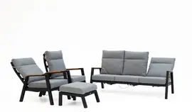 Trestino stoel-bank loungeset carouge 3-zits zwart - afbeelding 3