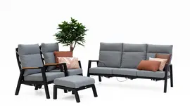 Trestino stoel-bank loungeset carouge 3-zits zwart - afbeelding 1