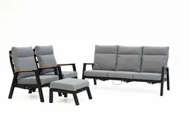 Trestino stoel-bank loungeset carouge 3-zits zwart - afbeelding 2