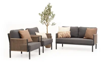 Trestino stoel-bank loungeset caudry 2-zits antraciet - afbeelding 1