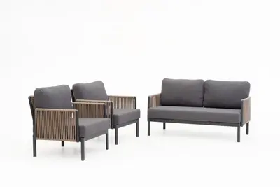 Trestino stoel-bank loungeset caudry 2-zits antraciet - afbeelding 2