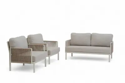 Trestino stoel-bank loungeset caudry 2-zits latte - afbeelding 2