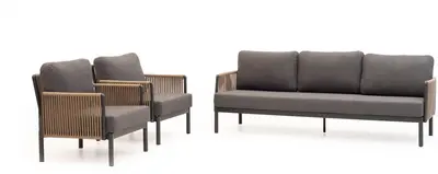 Trestino stoel-bank loungeset caudry 3-zits antraciet - afbeelding 2