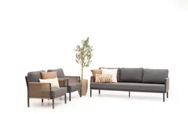 Trestino stoel-bank loungeset caudry 3-zits antraciet - afbeelding 1