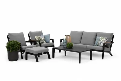 Trestino stoel-bank loungeset lausanne zwart - afbeelding 3