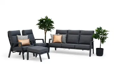 Trestino stoel-bank loungeset lectoure 3-zits antraciet - afbeelding 1