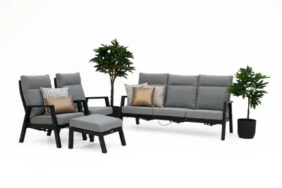 Trestino stoel-bank loungeset lectoure 3-zits zwart - afbeelding 1