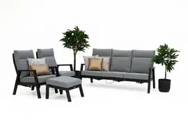 Trestino stoel-bank loungeset lectoure 3-zits zwart - afbeelding 1