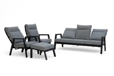 Trestino stoel-bank loungeset lectoure 3-zits zwart - afbeelding 2