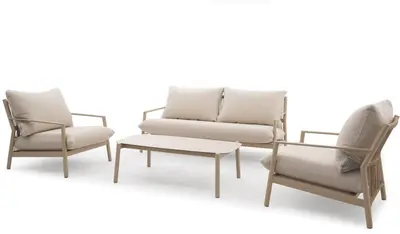 Trestino stoel-bank loungeset masiera 2-zits champagne - afbeelding 2